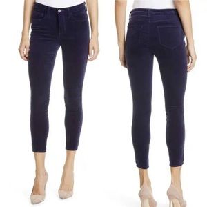 NWT L'AGENCE Margot Velvet High Rise Cropped Skinny Jeans in Stargazer 27